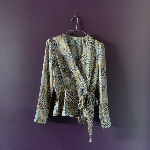 Silky Leopard Print Wrap Top - Picture 1 of 4